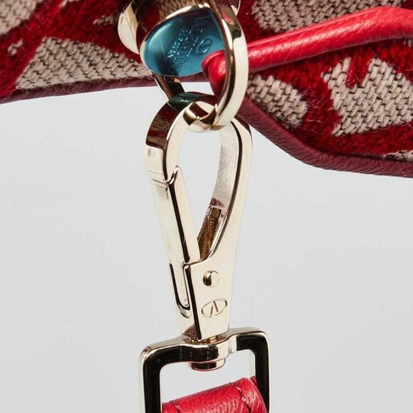 Valentino Naturale/Red Iconographe Fabric Le Grand Deuxieme Small Shoulder Bag - Picture 5 of 11
